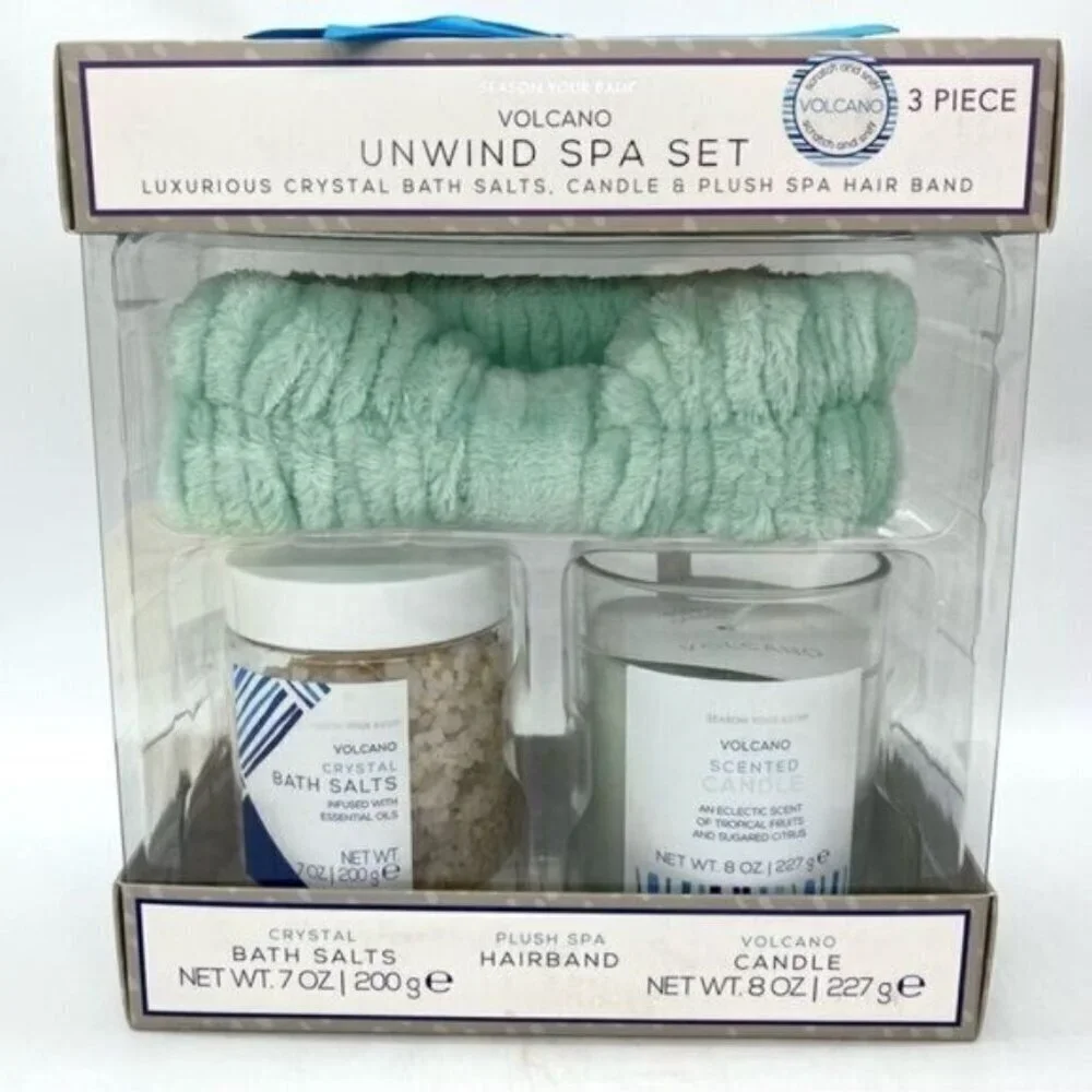 Women's Spa Bath and Body Candle Gift Set Volcano Bath Salts New